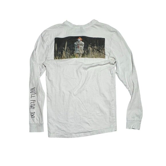 H&M X IT Movie Pennywise Movie Promo White X-Small Long-Sleeve T-Shirt - Picture 3 of 9